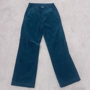 Wrap London 100% Cotton Corduroy Pants | Teal Green | Size US 2 (UK 6)